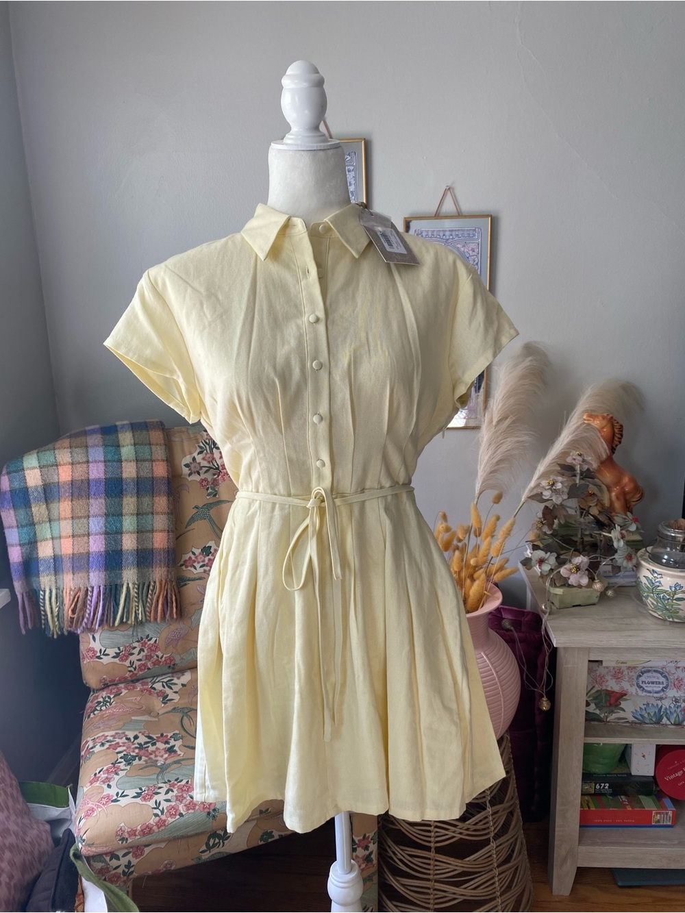 NWT Meshki linen dress with Tie Waist
